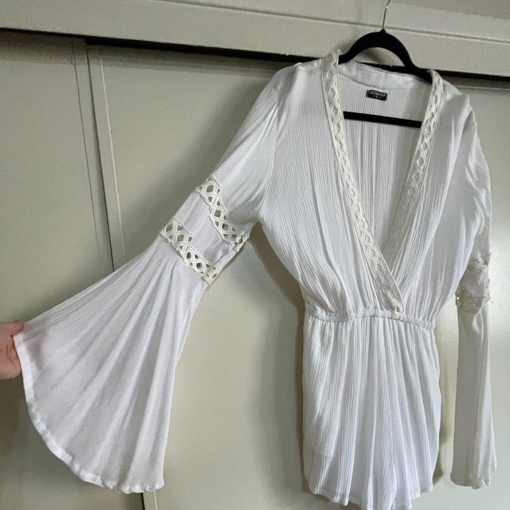 Plunging Boho Crepe Cotton Romper
